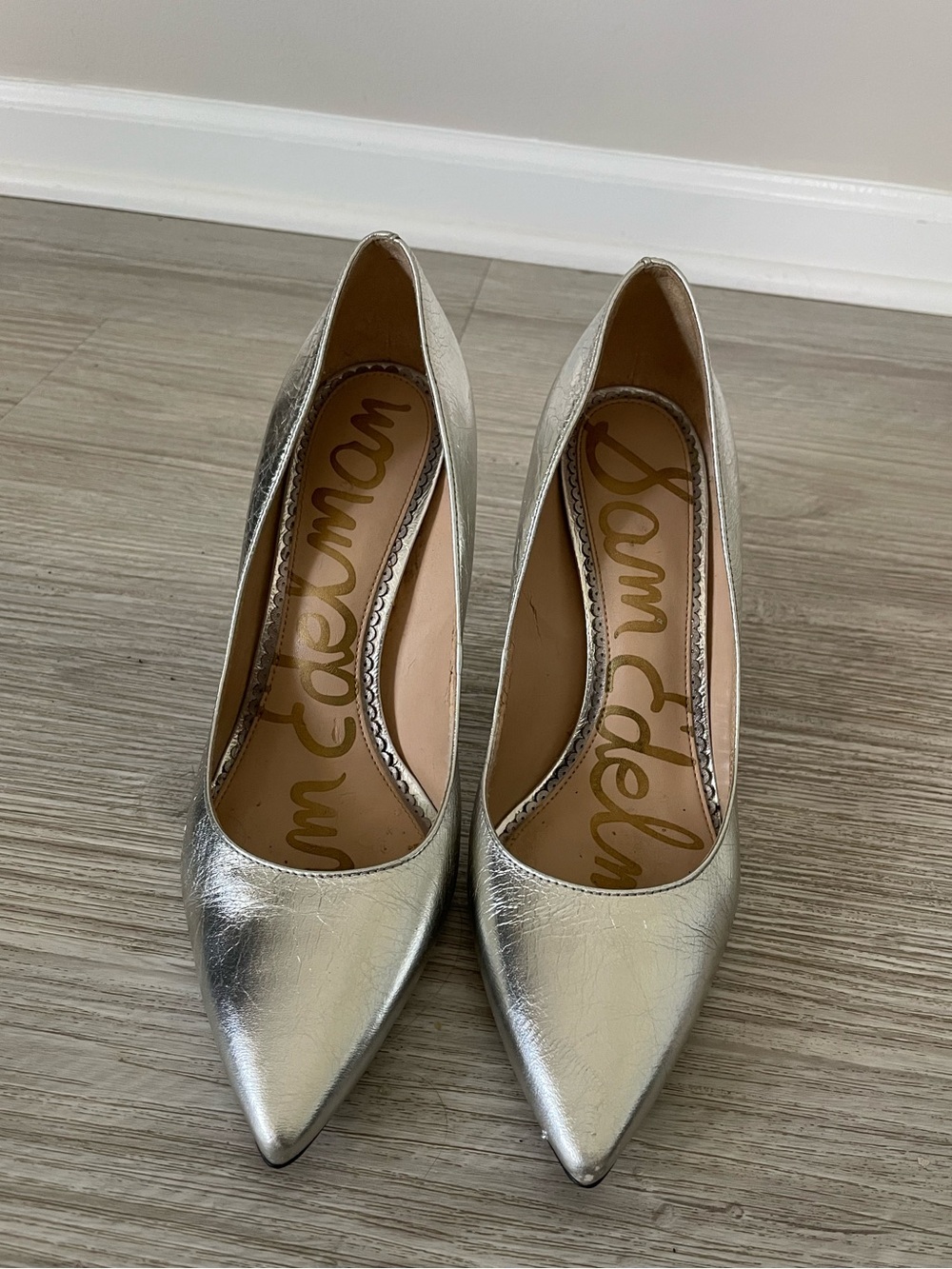 Sam Edelman shiny gray high heels